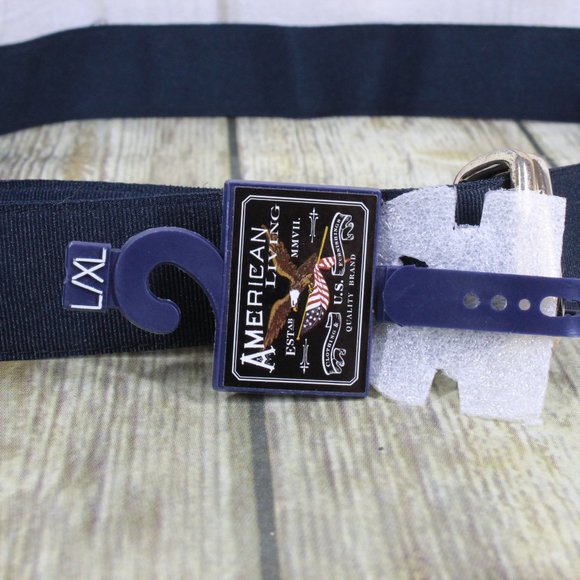 NWT American Living Blue Nylon Fabric Belt with Embroidered Eagle Flag Size L/XL - Picture 2 of 9